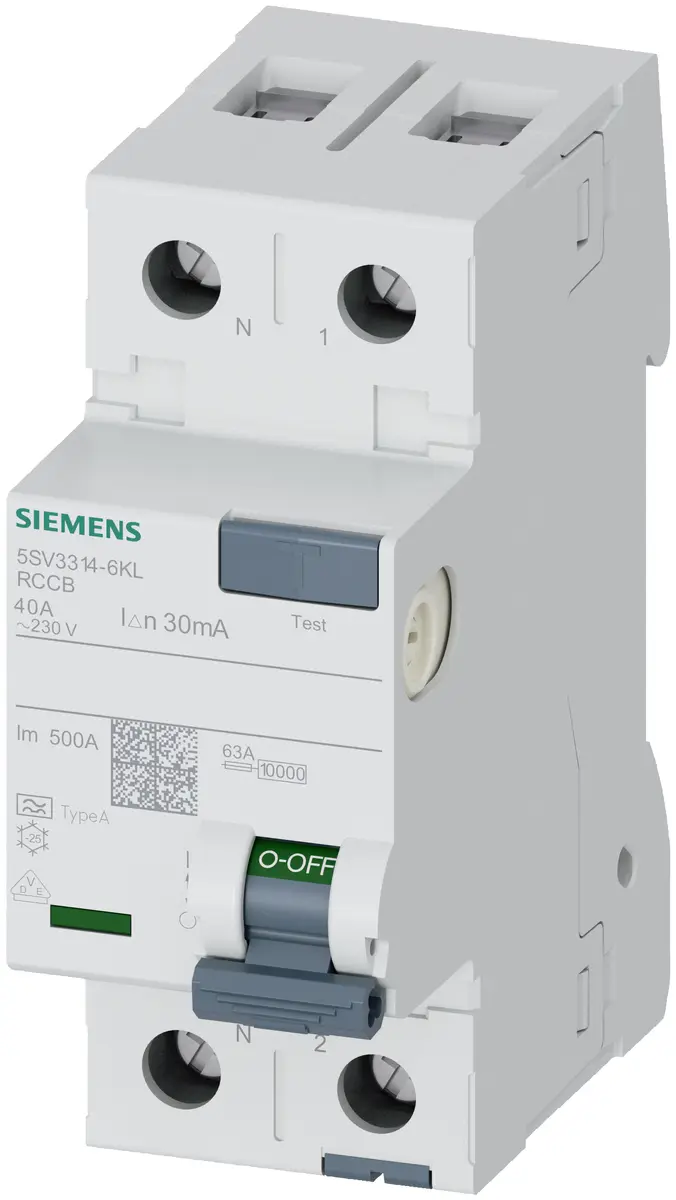 Siemens noplūdes strāvas ķēdes pārtraucējs 5SV3314-6KL