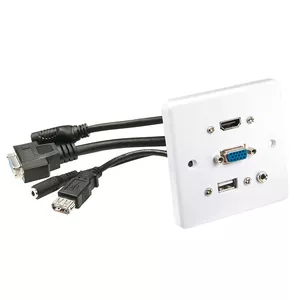 Lindy 60220 kontatkligzda HDMI + VGA + USB A + 3.5mm Balts