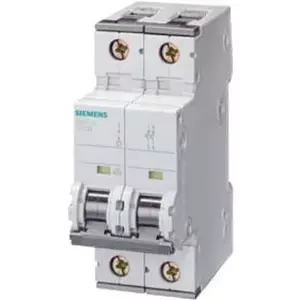 Siemens 5SY6202-7 Miniature Circuit Breaker, 2-Pole, 2A, C-Characteristic