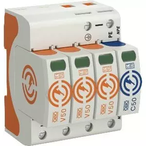 OBO Bettermann V50-3+NPE-280 CombiController pārsprieguma ierobežotājs, 3-polu + NPE, 280V