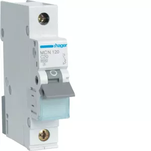 Hager MCN120 Circuit Breaker Type C 20A 1-Pole 6kA 1 Module
