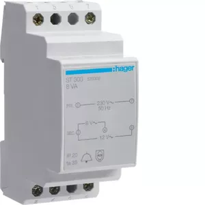 Трансформатор звонковый Hager ST303 230В/8-12В 8ВА