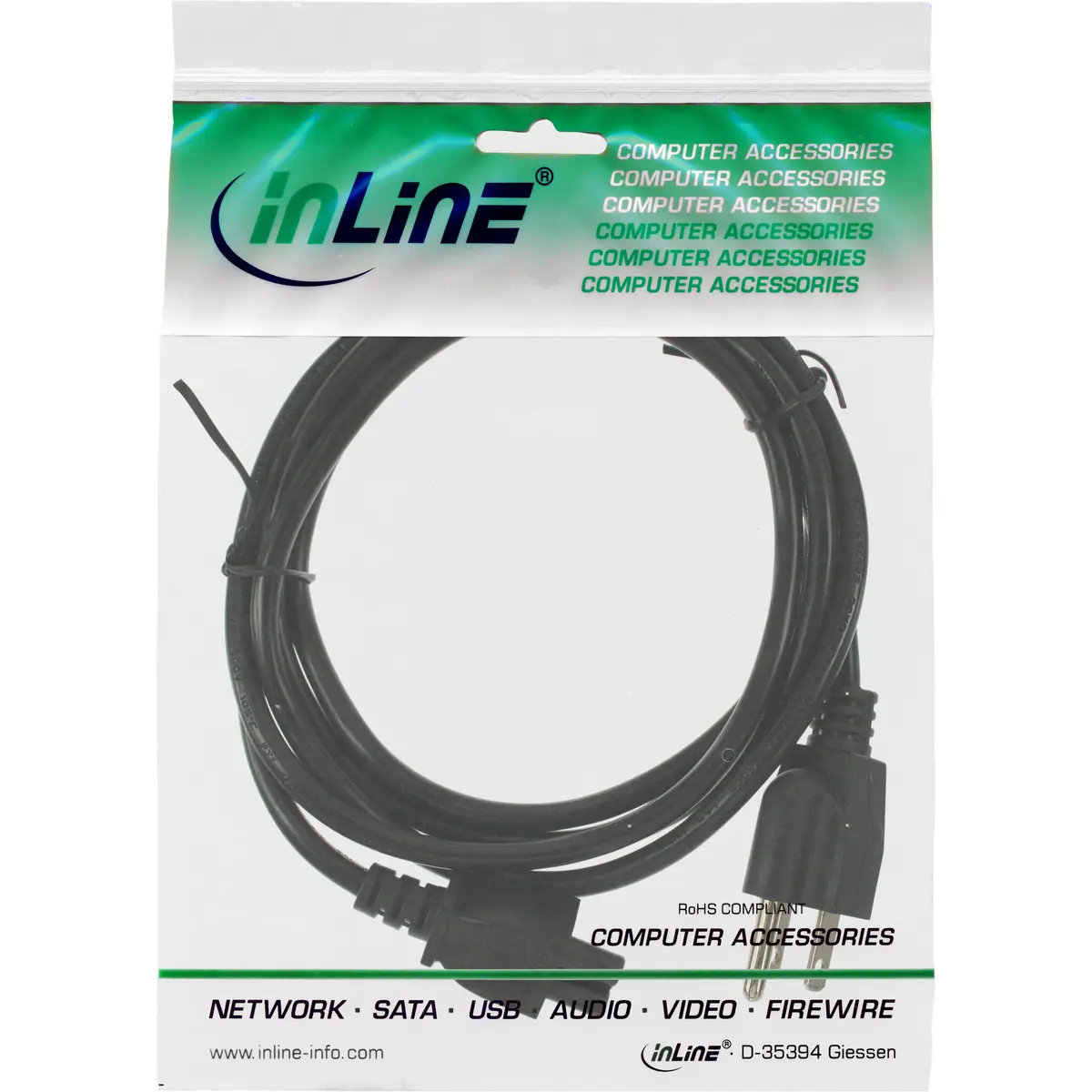 InLine Power Cable for Notebook USA / Canada 2m Photo 3