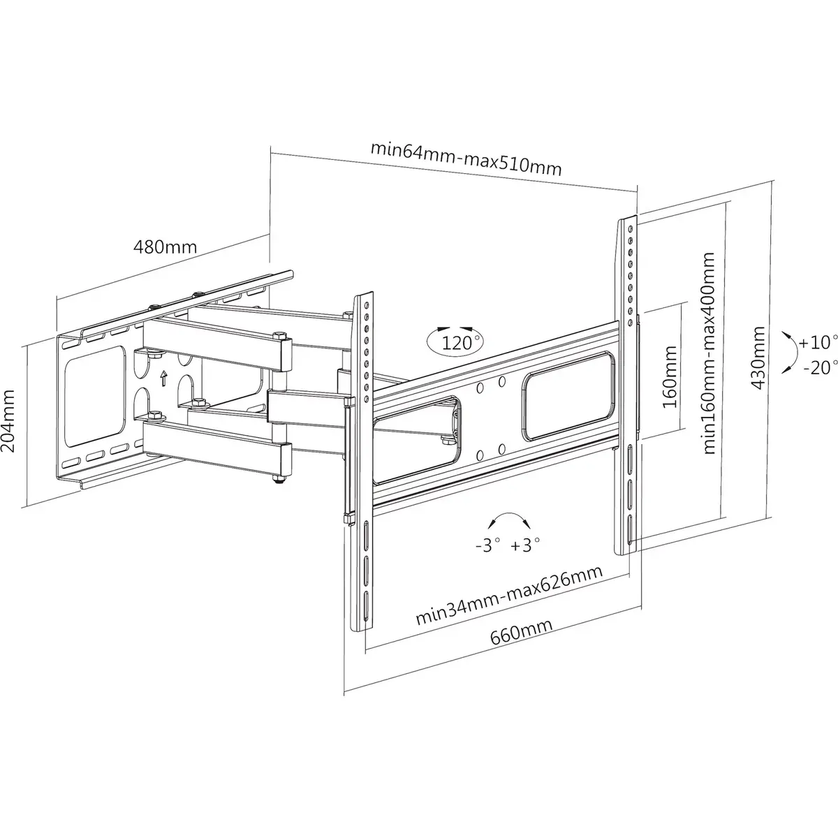 InLine Wall Bracket for Display 94-178cm 37-70" max. 50kg Photo 2