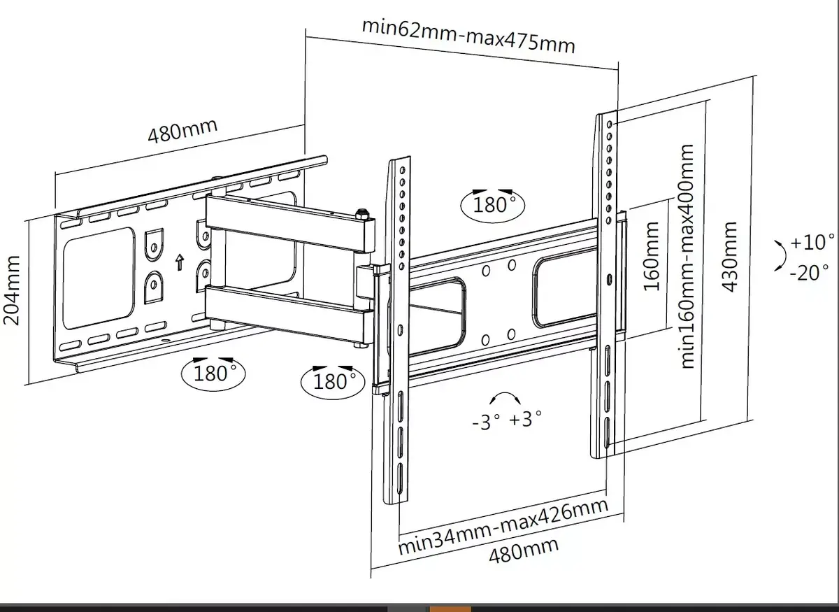 TV Wall Mount Bracket Equip 32"-55" Photo 4