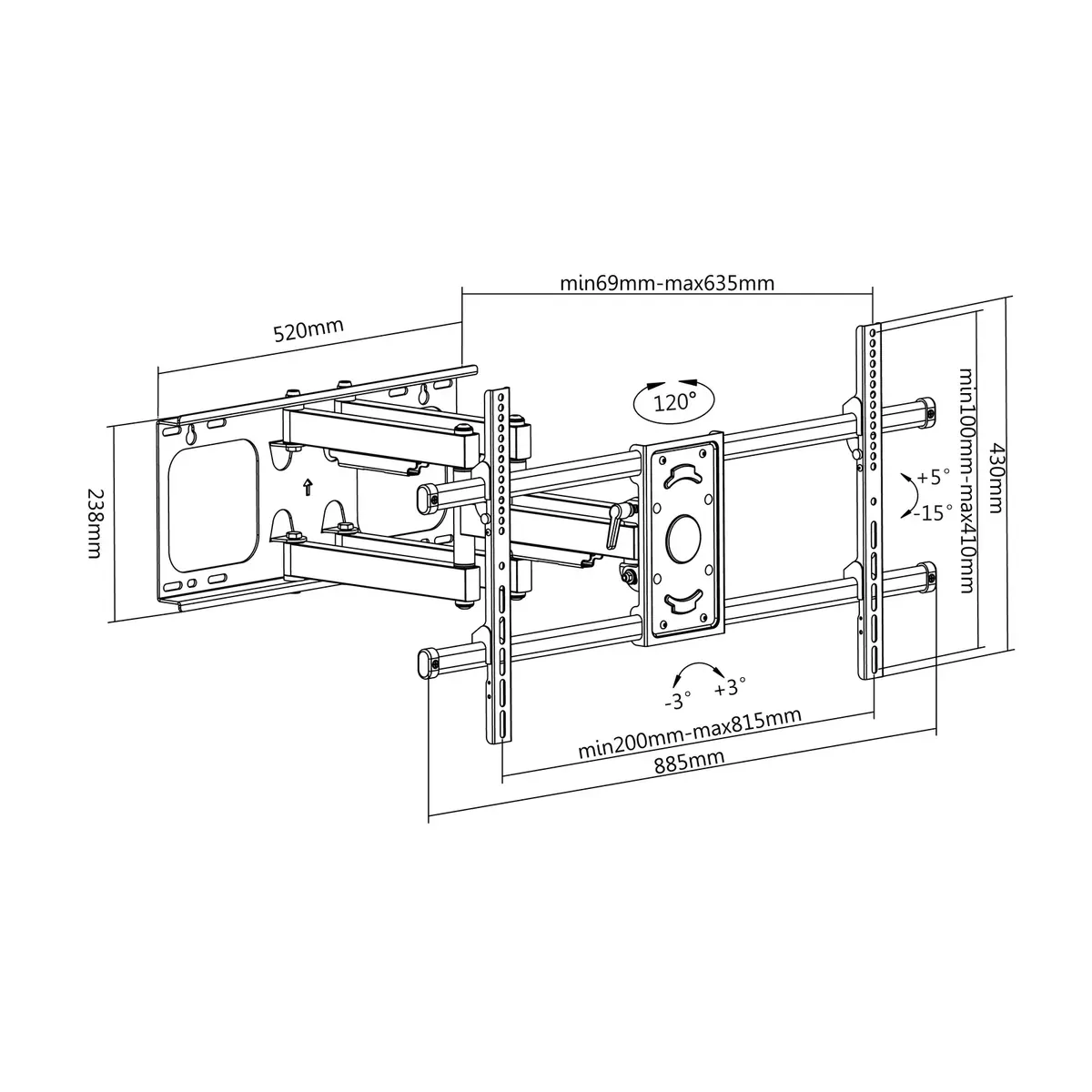 TV sienas stiprinājums Equip 37"-90" Photo 10