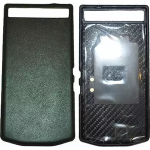 Battery door cover for BLACKBERRY P9982, leather nappa, black