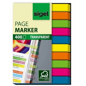 Sigel HN617 grāmatzīme Elastīga grāmatzīme Zils, Zaļš, Oranžs, Rozā, Dzeltens 400 pcs