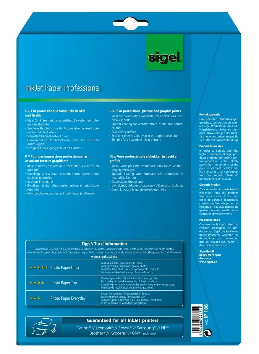 Бумага для печати Sigel IP186 Photo 2