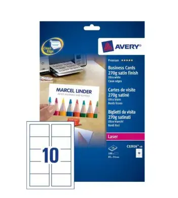 Biznesa kartiņu lāzerpapīrs Avery C32026-10 Photo 2
