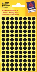 Avery Colour Coding Dots Black 8 mm Circle Paper 416 Labels