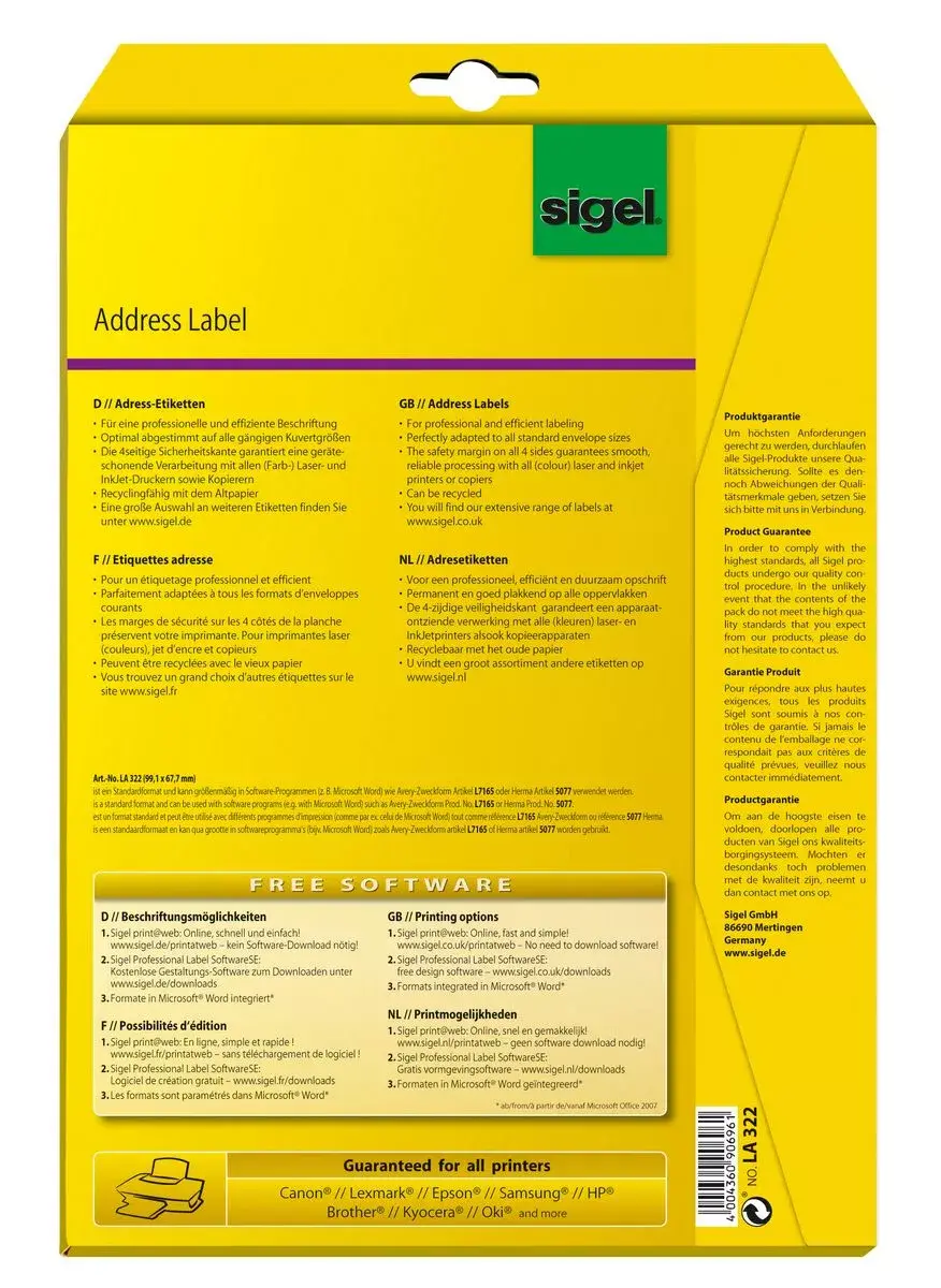 Neuzlīmējoša etiķete Sigel LA322 Photo 4