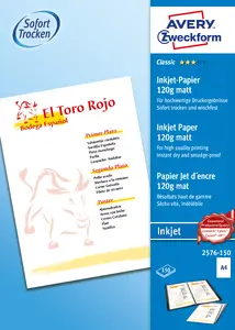 AVERY 2576-150 A4 Matēts Inkjet Drukas Papīrs 150 Loksnes Balts 120 g/m²