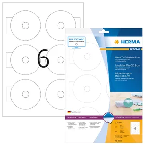 Самоклеящиеся этикетки HERMA CD Mini A4 Ø 78 mm