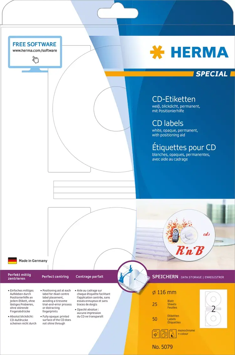 CD etiķetes HERMA A4 Ø 116 mm Photo 3