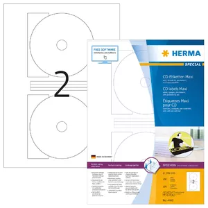 Самоклеящиеся принтерные этикетки HERMA CD labels Maxi A4 Ø 116 mm