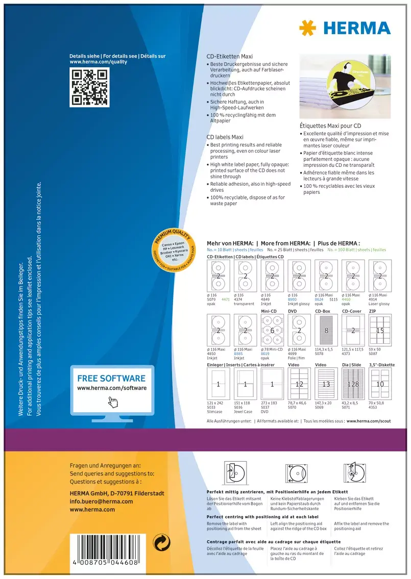 Самоклеящиеся принтерные этикетки HERMA CD labels Maxi A4 Ø 116 mm Photo 4