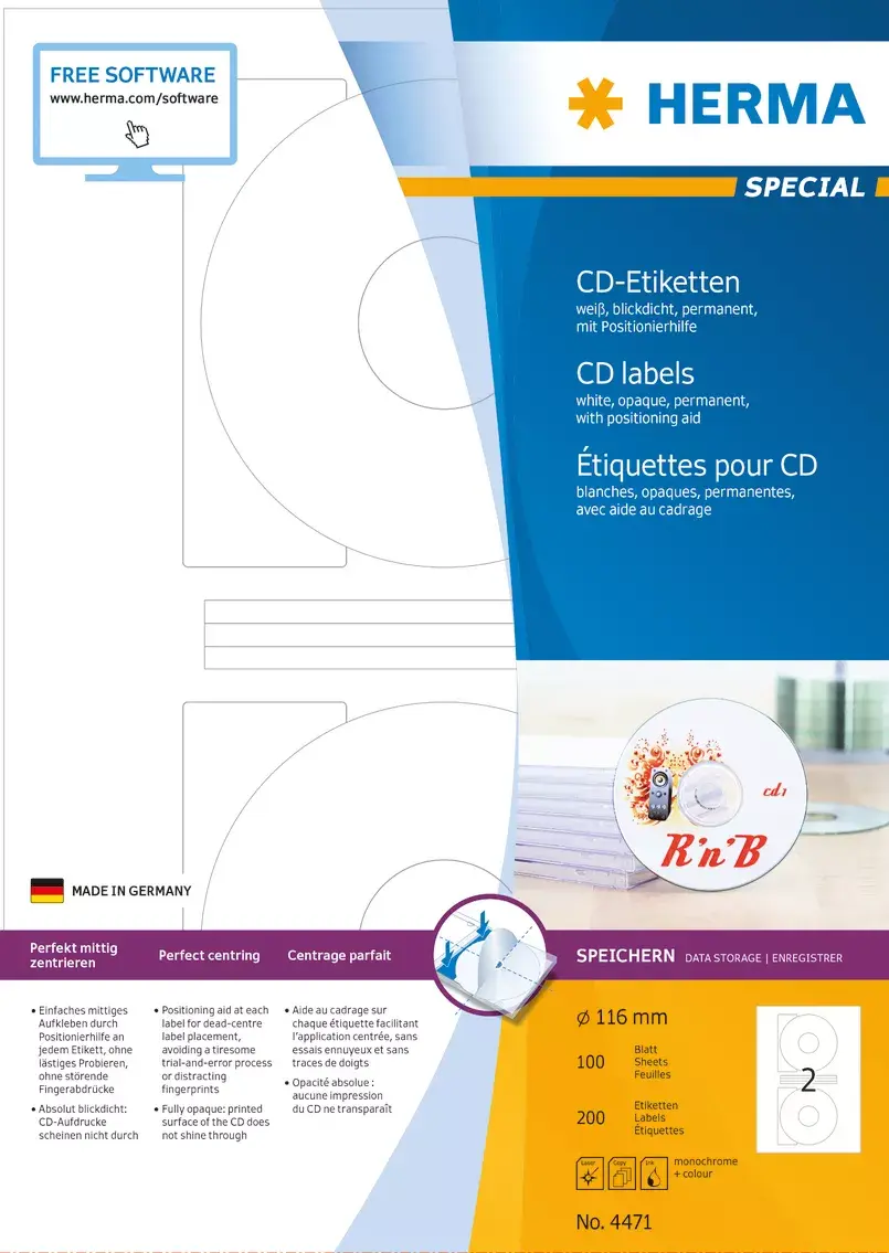 CD etiķetes HERMA A4 Ø 116 mm Photo 5