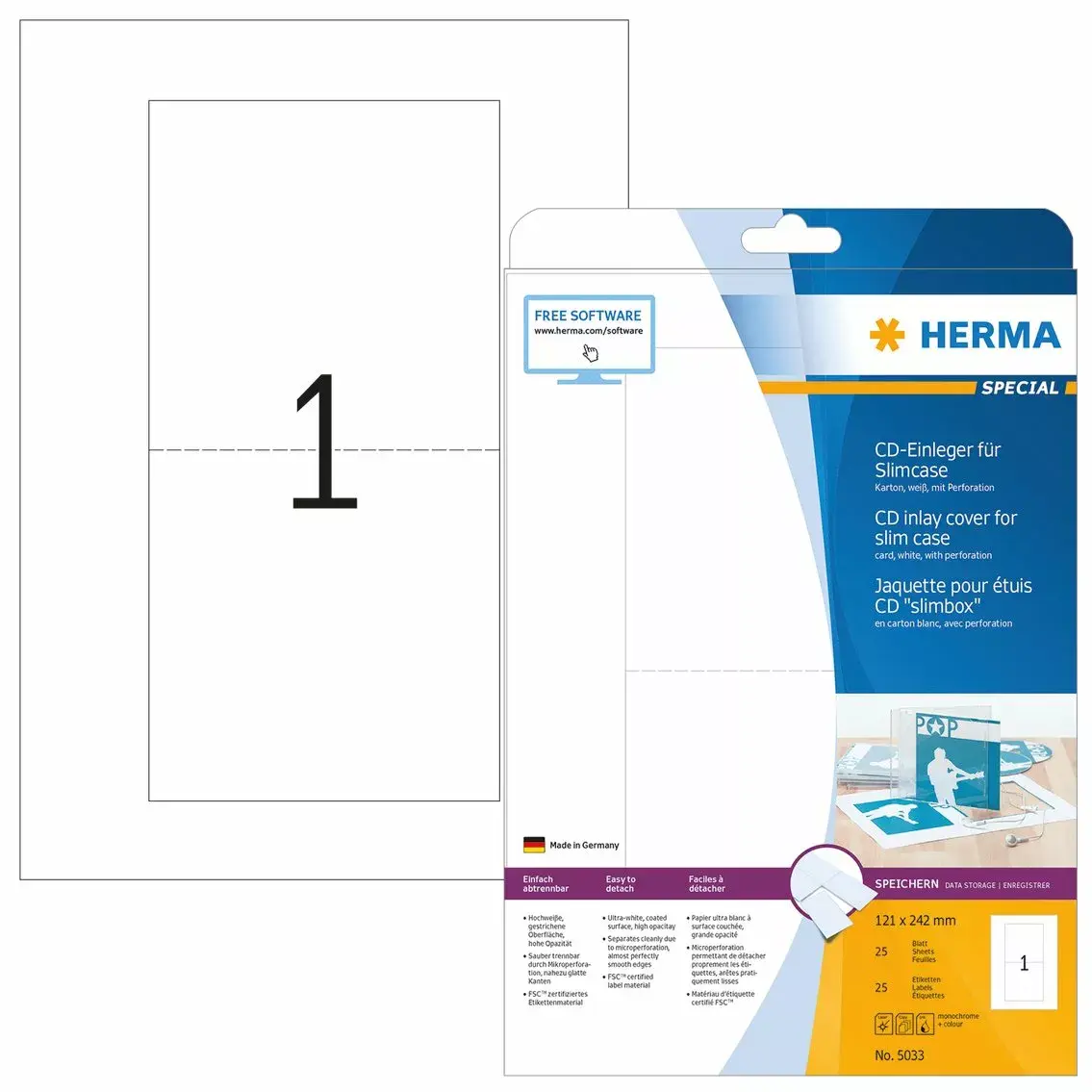 CD inlay karte HERMA 121x242 mm Photo 3