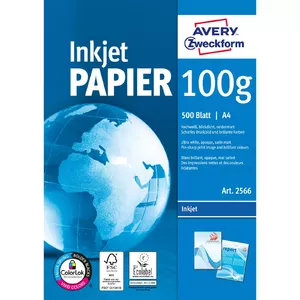 Avery Bright White Inkjet Papier A4 500 Sheets tintes printeru papīrs A4 (210x297 mm) Satīna matēts 500 lapas Balts