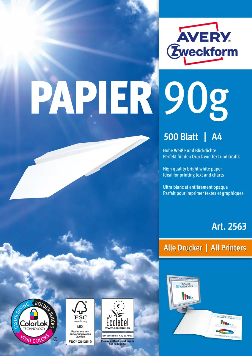 Avery Format 2563 A4 Drukas Papīrs