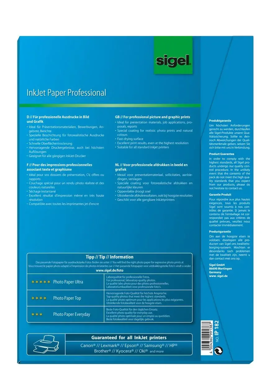 Drukāšanas papīrs Sigel IP182 Photo 2