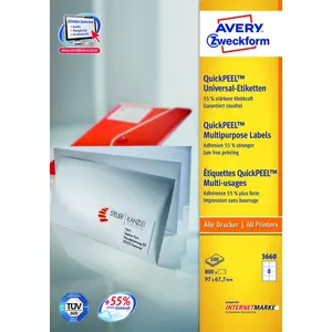Самоклеящиеся этикетки Avery 3660Z Прямоугольные Белые 800 шт.
