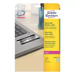 Self-adhesive printer label AVERY L6013-20 Silver Heavy Duty Labels