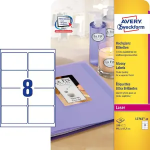 Etiķetes Avery Glossy Colour Laser Labels L7765-40