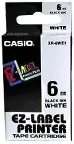 Label roll CASIO XR-6WE — self-adhesive labels black on white, 0.6 cm × 8 m, 1 roll — for KL 170/60/60SR/780
