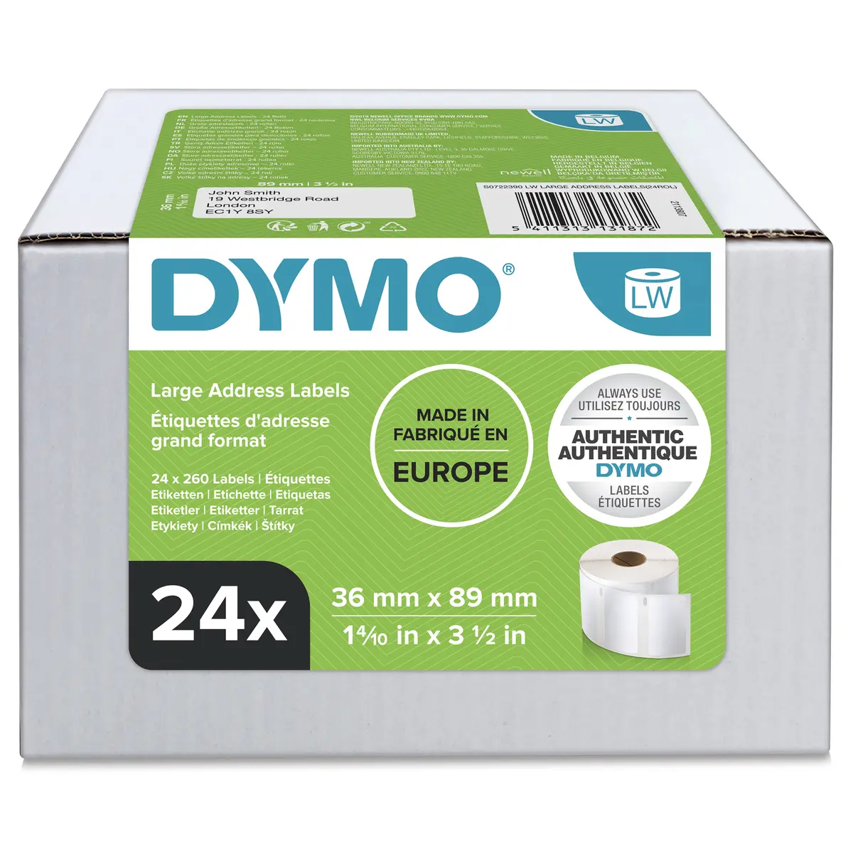DYMO Lielas adreses uzlīmes S0722390 Baltas