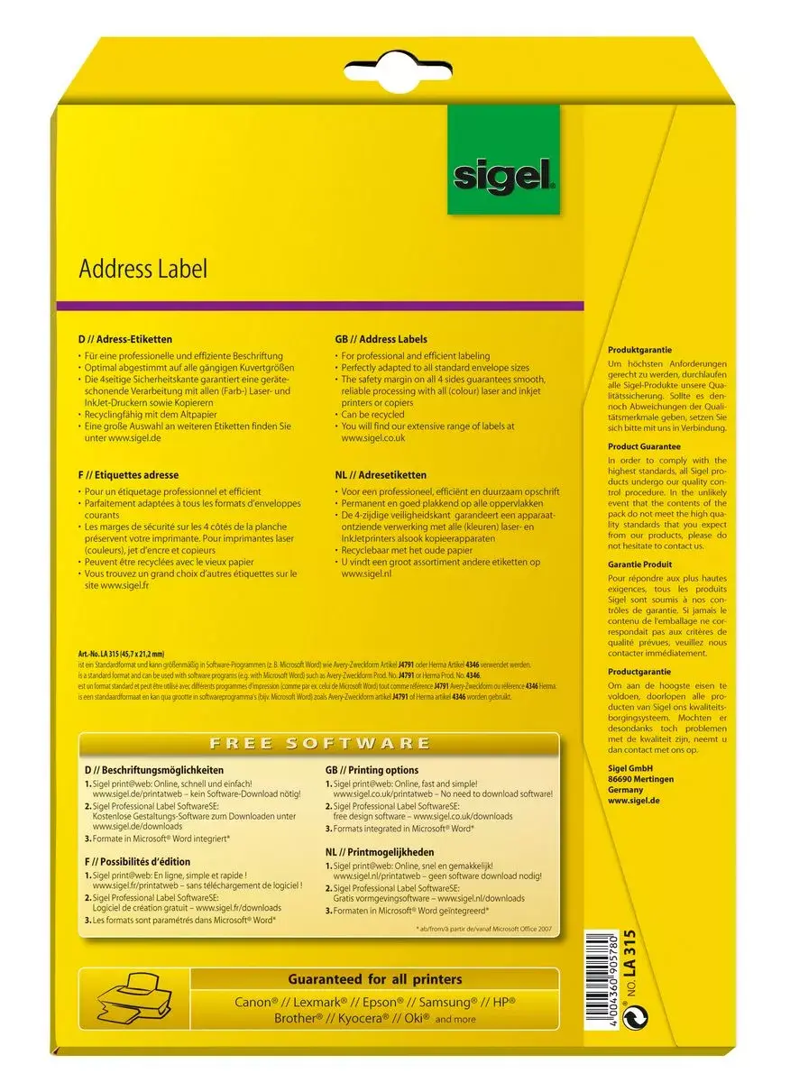 Адресная этикетка Sigel LA315 Photo 3