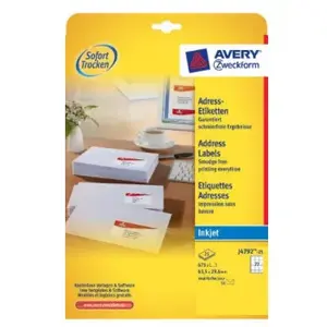 Printera etiķete Avery J4792-25 Balta