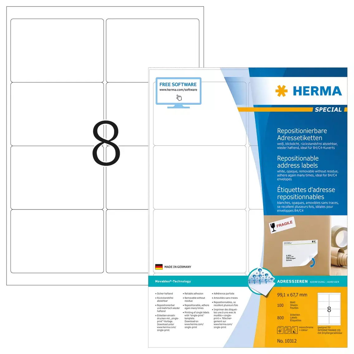 Pārvietojamās adreses etiķetes HERMA 10312 Photo 2