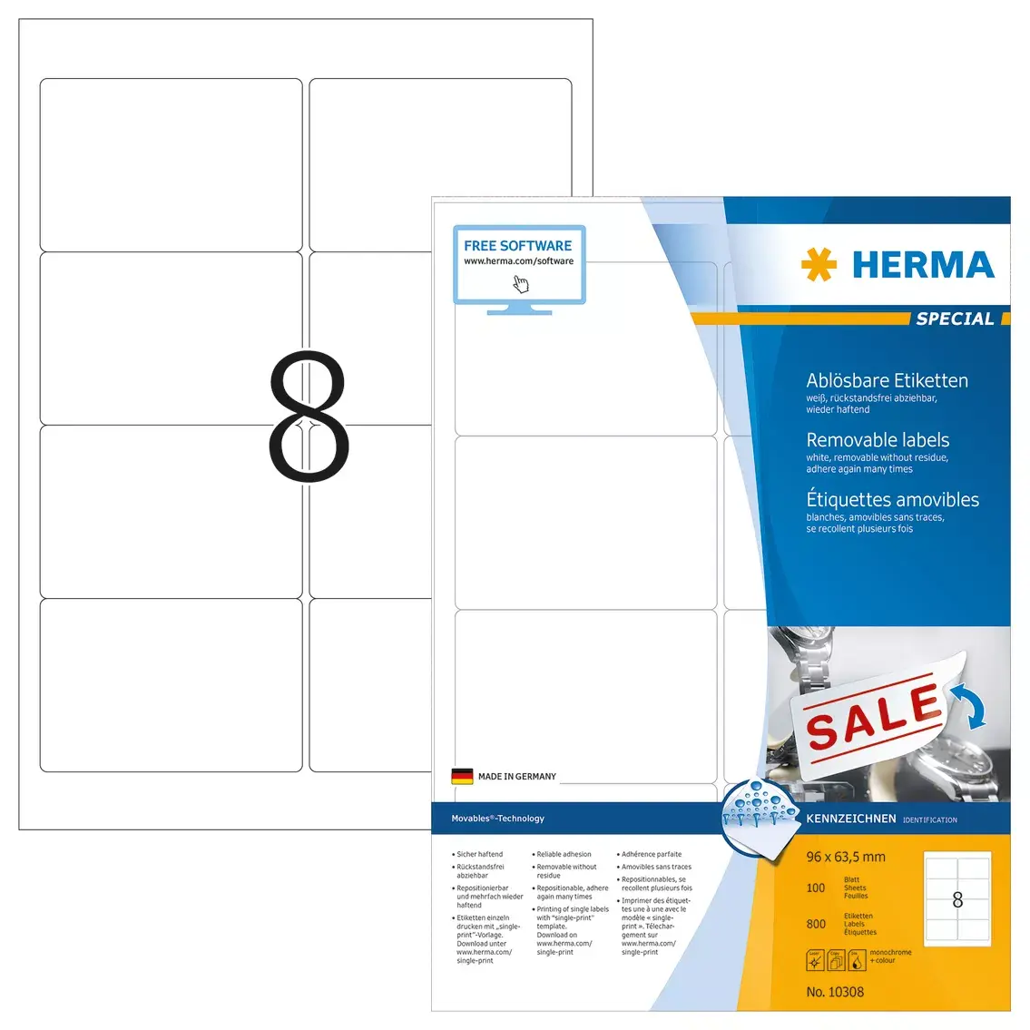 Noņemamās etiķetes HERMA 10308 Photo 2