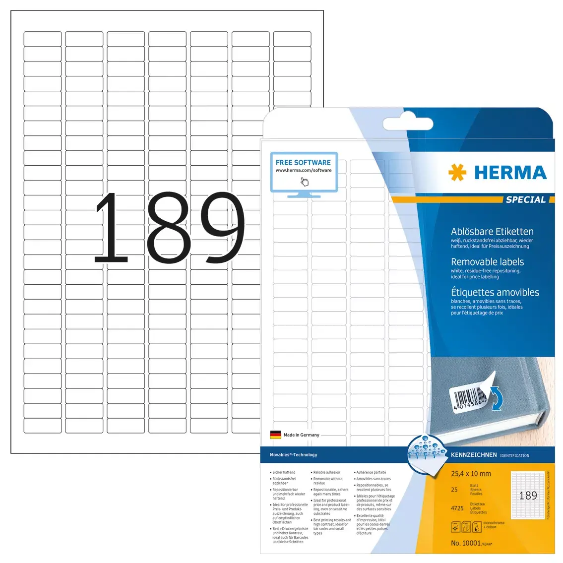 Pašlīmējošās etiķetes HERMA A4 25.4x10 mm Photo 2