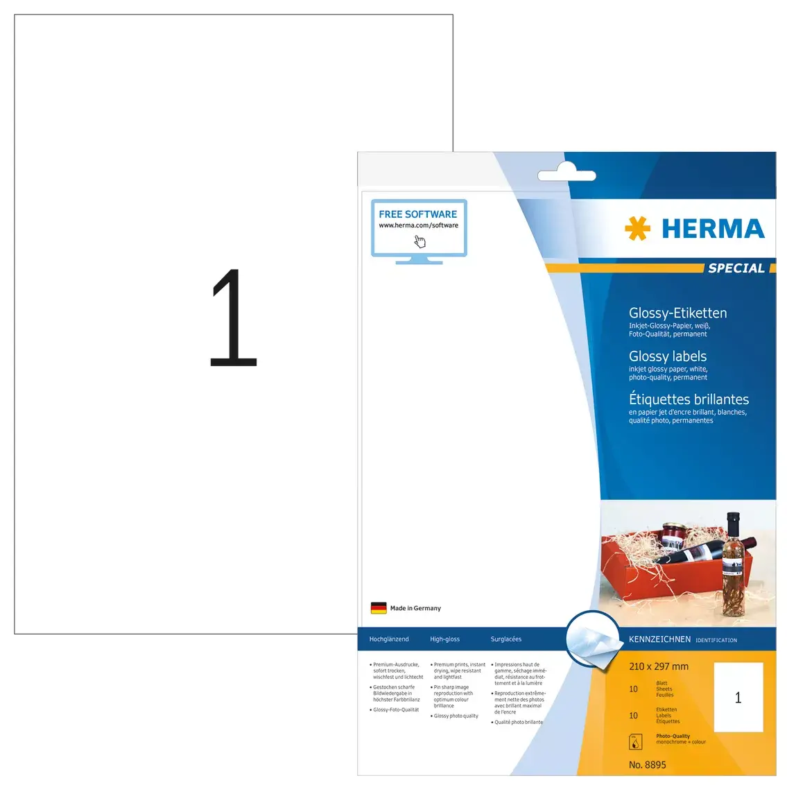 Самоклеящиеся принтерные этикетки HERMA Inkjet глянцевые A4 Photo 2