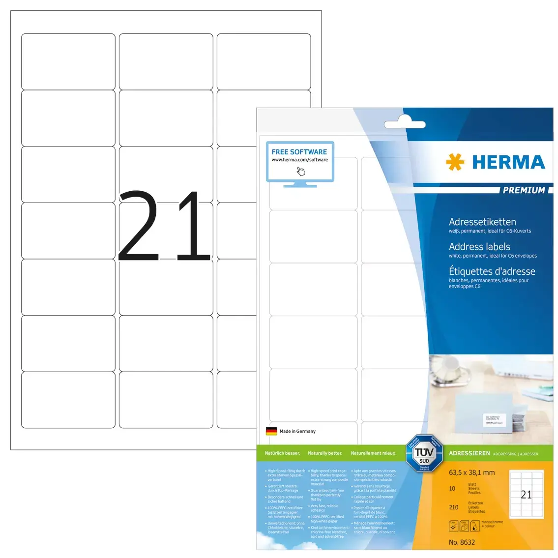 Adrešu etiķetes Premium HERMA A4 63.5x38.1 mm Photo 4