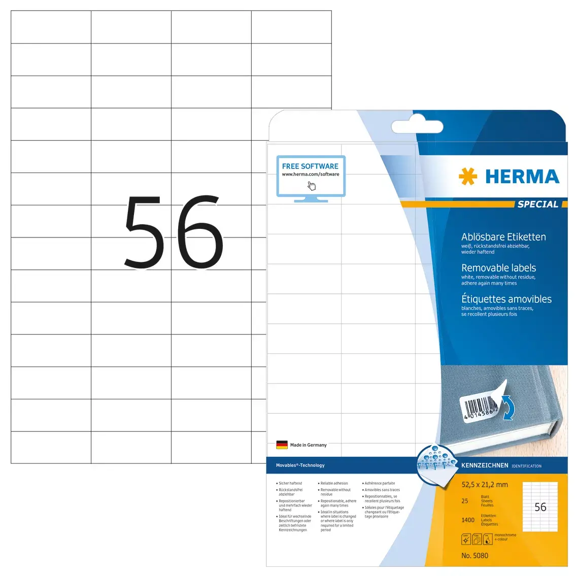 Съемные этикетки HERMA A4 52.5x21.2 мм Photo 2