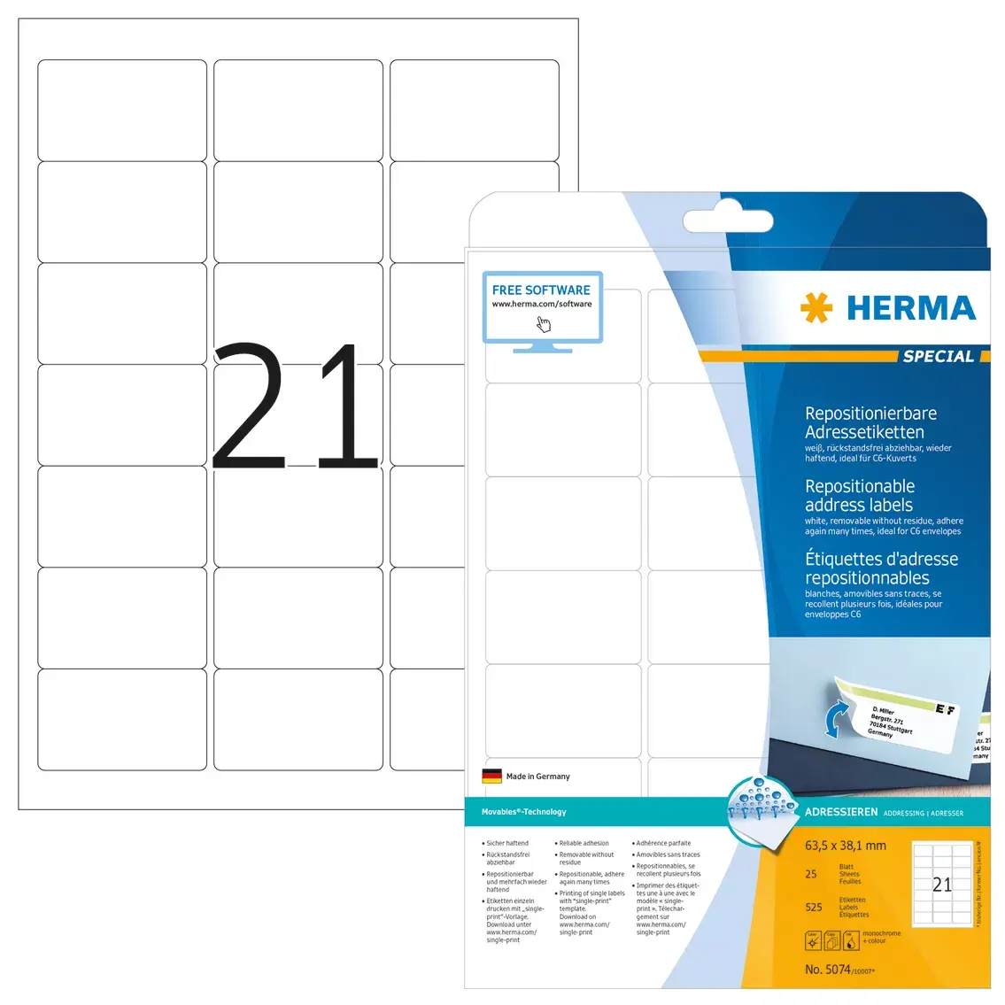 Pārvietojamās adreses etiķetes HERMA 5074 Photo 2