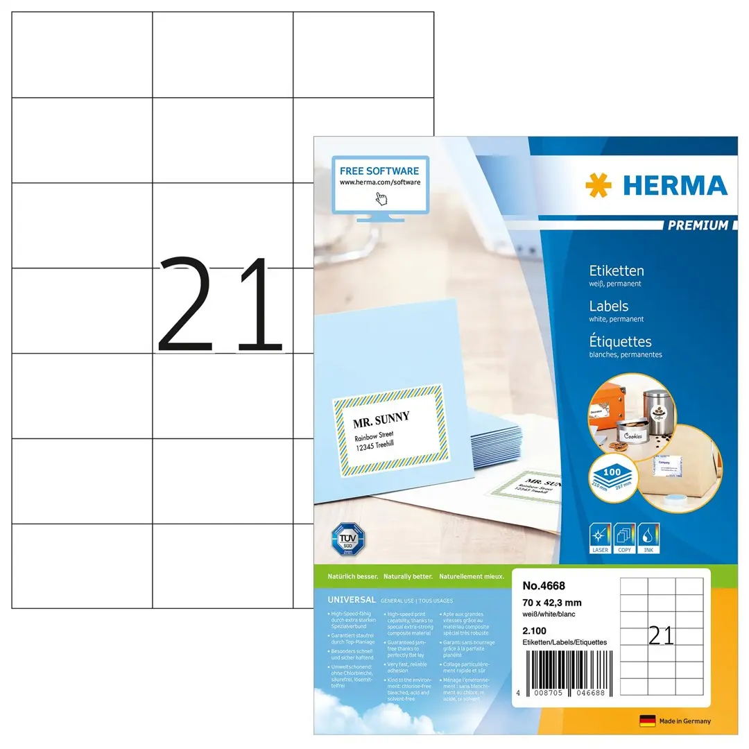 Pašlīmējošās printera etiķetes HERMA Labels Premium