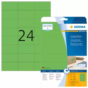 Pašlīmējošās printera etiķetes HERMA A4 70x37 mm zaļa papīrs matēts 480 gab.
