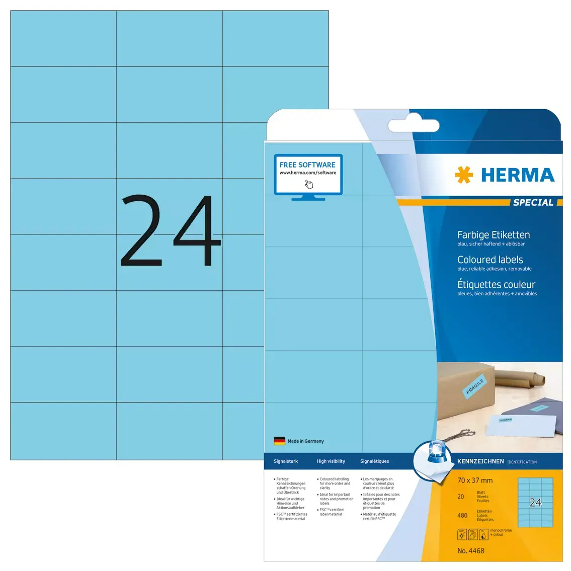 Самоклеящиеся этикетки HERMA A4 70x37 мм Photo 2