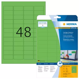 Самоклеящиеся этикетки HERMA A4 45.7x21.2 мм зеленая бумага матовая 960 шт