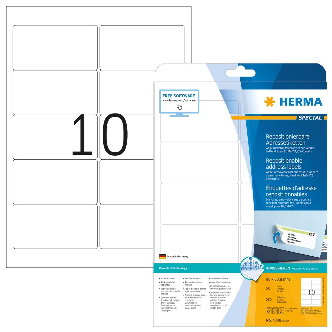 Pārvietojamās adreses etiķetes HERMA Movables A4 Photo 2