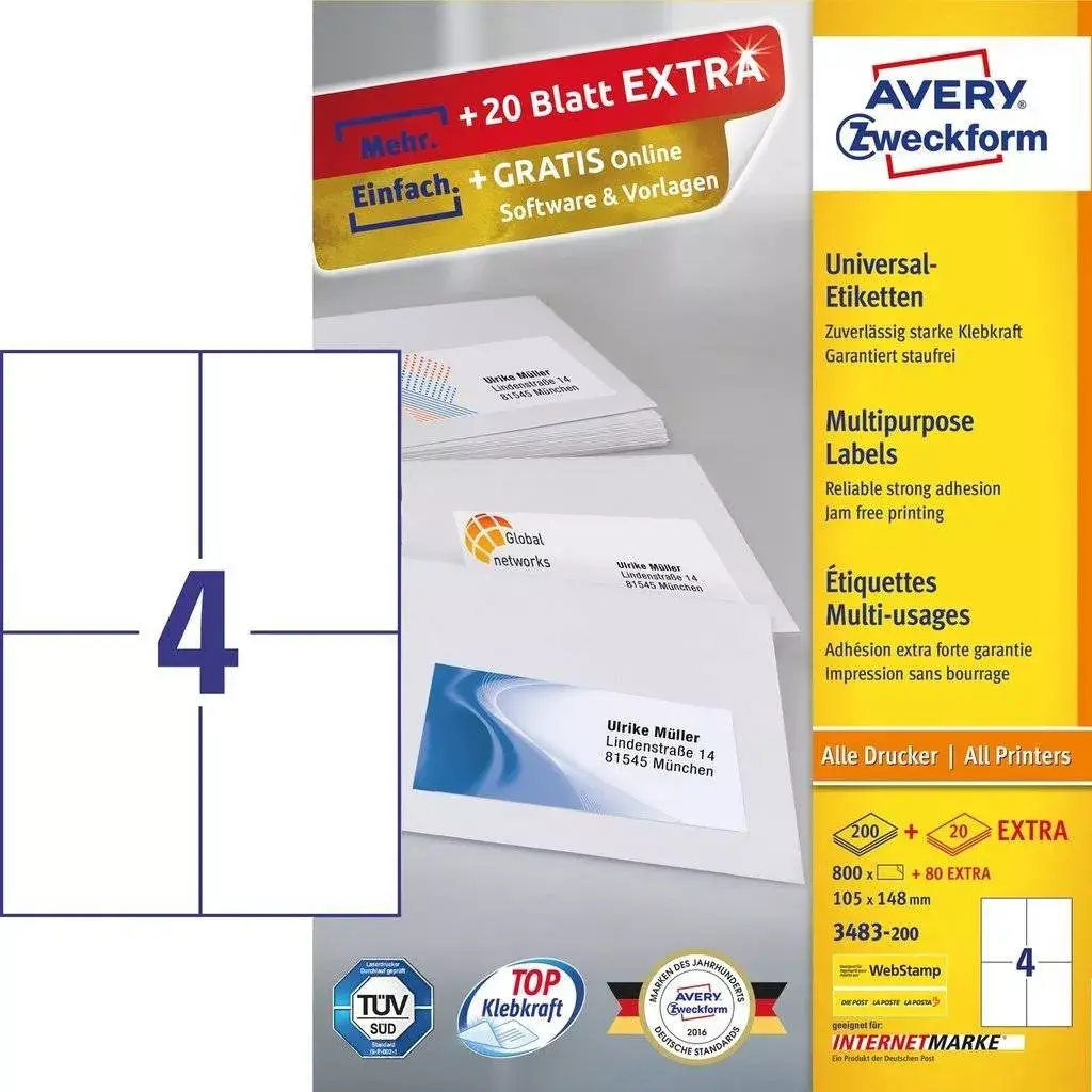 Self-adhesive label AVERY 3483-200 Photo 2