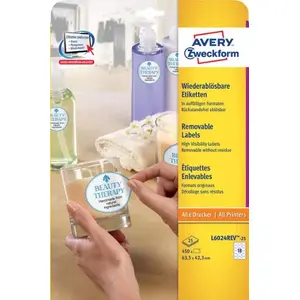 Этикетки Avery овальные белые L6024REV-25