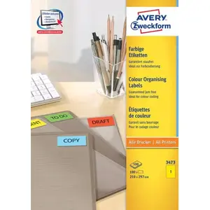 Самоклеящаяся этикетка AVERY 3473 Желтая 210 x 297 мм