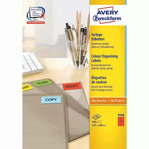 Самоклеящиеся этикетки Avery Coloured Labels Красные 105 x 148 мм