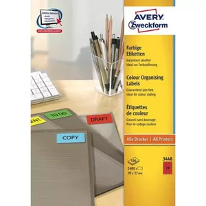 Самоклеящиеся принтерные этикетки AVERY Avery Coloured Labels Red 70 x 37 mm
